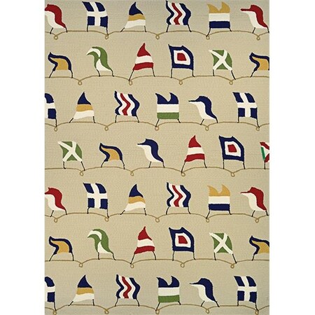 Couristan Couristan 68526486020040T 2 x 4 ft. Outdoor Escape Nautical Flags Rug; Sand 68526486020040T